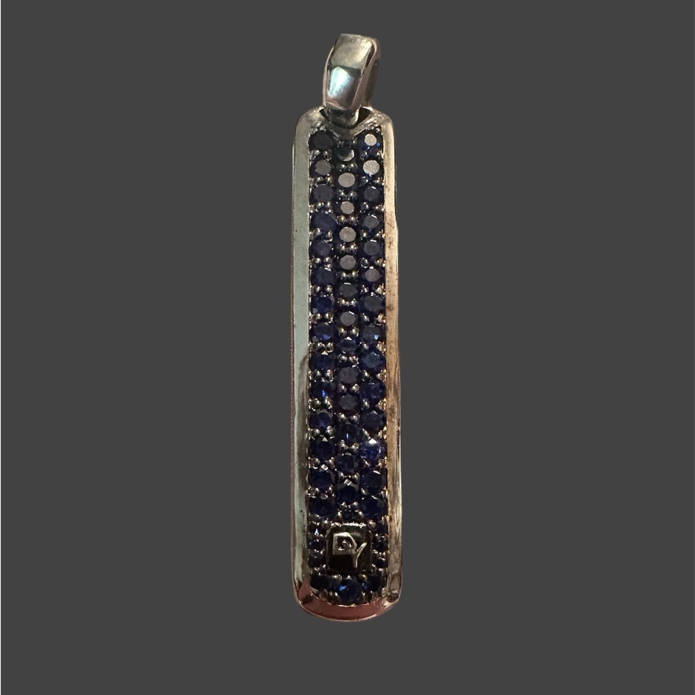 David Yurman Sterling Silver With Blue Sapphire Pendant 2" length